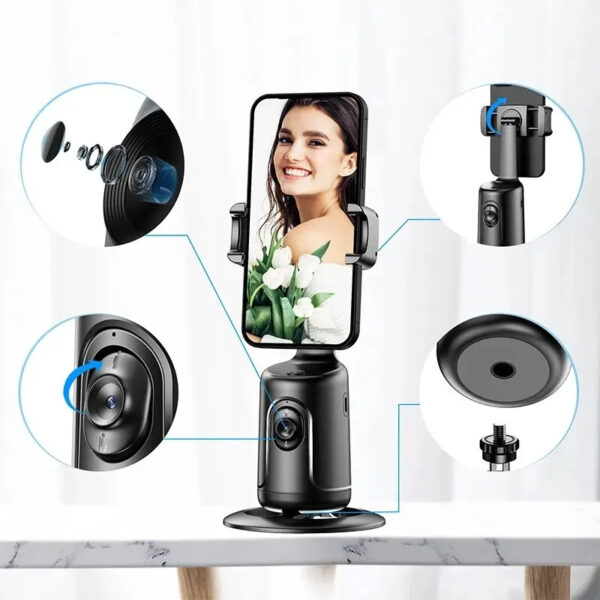 360 Auto Face Tracking Gimbal AI Smart Gimbal Face Tracking Auto Phone Holder For Smartphone Video Vlog Live Stabilizer Tripod - Image 5