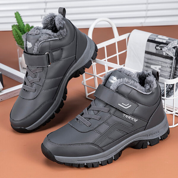 Winter Boots Women Men Warm Plush Velcro Snow Boots Climbing Hiking Shoes - Image 3